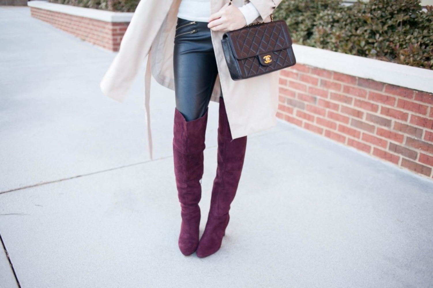wine colored leather boots